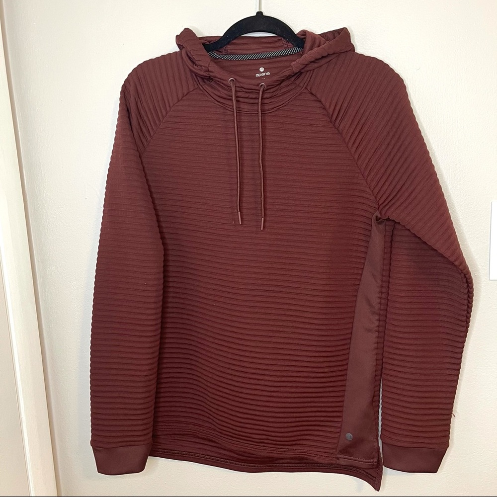 Apana Burgundy Womens Quilted Hoodie Sweatshirt M